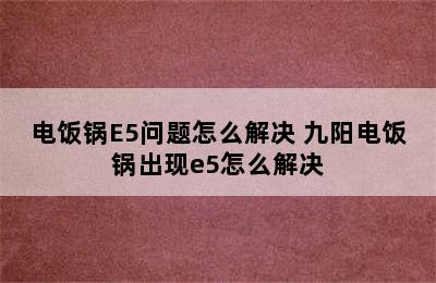 电饭锅E5问题怎么解决 九阳电饭锅出现e5怎么解决